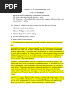 Outcomes of Democracy - Question Answers