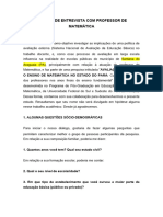 Roteiro de Entrevista Com Professor de Matemática