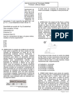 Lista de Exercícios de Termologia