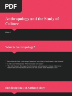 Anthropology and The Study of Culture