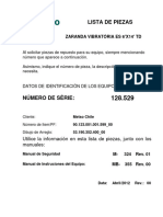 3.5.3 - Lista de Piezas Harnero - 128.529