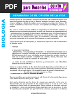 Separatas de Origen de La Vida para Quinto de Secundaria