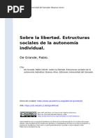 De Grande, Pablo (2019) - Sobre La Libertad. Estructuras Sociales de La Autonomía Individual