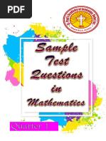 Sample Test Questions - (Q1) - Math 10