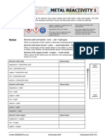 Chemsheets GCSE 1118 Practical 9 Metal Reactivity 1