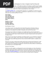 Job Opening Cover Letter Sample