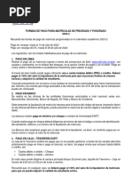 Alternativas de Finanaciacion y Formas de Pago2023