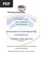 BIT 2105 INTRODUCTION TO WEB DESIGN AND DEVELOPMENT Module