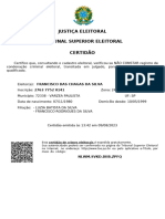 Justiça Eleitoral Tribunal Superior Eleitoral Certidão: Francisco Das Chagas Da Silva