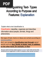 Distinguishing Text-Types According To Purpose and Features