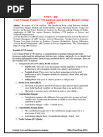 SCMA Unit - III Cost-Volume-Profit (CVP) Analysis and Activity-Based Costing (ABC)