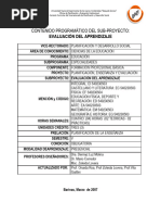 CONTENIDO PROGRAMTICOS Evaluacion Del Aprendizaje