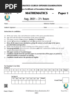 Opener Gurus Exam, Juy 2021 - Form 3