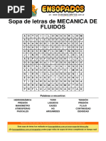 Sopa de Letras de Mecanica de Fluidos