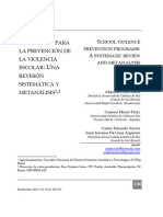 Rogramas para La Prevención de La Violencia Escolar NA Revisión Sistemática Y Metanálisis