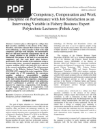 The Influence of Competency, Compensation and Work Discipline On Performance With Job Satisfaction As An Intervening Variable in Fishery Business Expert Polytechnic Lecturers (Poltek Aup)