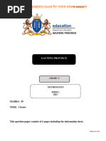 GR 10 Mathematics (English) Term 1 Test 2023 Question Paper