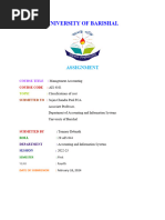 20 AIS 044 (Tonmoy Debnath), AIS 4101, Cost Classifications