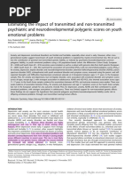 Estimating The Impact of Transmitted and Non-Transmitted Psychiatric and Neurodevelopmental Polygenic Scores On Youth Emotional Problems