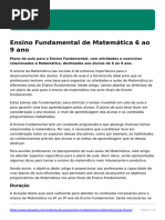 Plano de Aula Ensino Fundamental Matematica 6 Ao 9 Ano