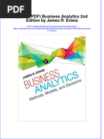 Ebook Ebook PDF Business Analytics 2Nd Edition by James R Evans All Chapter PDF Docx Kindle