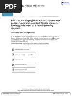 Effects of Learning Styles On Learners Collaborative Patterns in A Mobile Assisted Chinese Character Forming Game Based On A Flexible Grouping