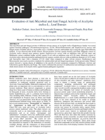 Evaluation of Anti Microbial and Anti Fungal Activity of Acalyphaindica L Leaf Extract