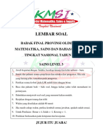 Soal Final Provinsi Kmsi Sains Level 3