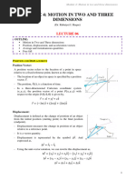 LECTURE 06 (NOTE) - Module 04 - Motion in Two and Three Dimensions