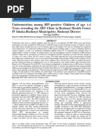 Undernutrition Among HIV-positive Children of Age 1-5 Years Attending The ART Clinic in Bushenyi Health Centre IV Ishaka-Bushenyi Municipality, Bushenyi District