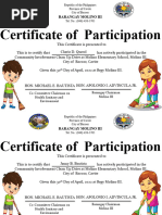 Certificate of Participation: Barangay Molino Iii