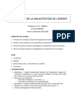 Sémiologie de La Malnutrition de L'enfant 3ème Année Médecine