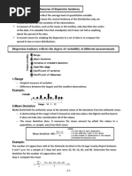 Measures of Dispersion Tendency