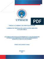 Factores Nutricionales Que Benedician A Los Adolescentes y Jovenes para Mejorar Su Capacidad de Rendimiento Durante La Practica de Voleibol