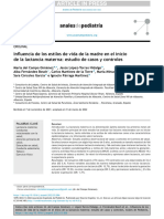 Influencia de Los Estilos de Vida de La Madre en El Inicio de La Lactancia Materna-Estudio de Casos y Controles