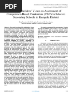 The Stakeholders' Views On Assessment of Competence-Based Curriculum (CBC) in Selected Secondary Schools in Kampala District