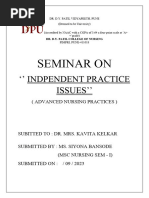 Seminar On Independent Nurse Practioners - Independent Practice Issues