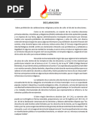 Sobre Prohibición de Celebraciones Religiosas y Actos de Culto El Día de Las Elecciones