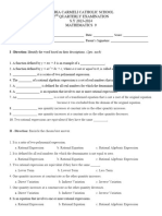 Grade 9 - Second Quarter MATH by REWARD FULGUERAS