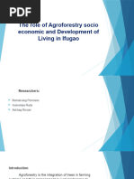 The Role of Agroforestry Socio Economic Development of Living in Ifugao