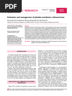 Evaluation and Management of Platelet Transfusion Refractoriness