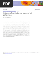 In Uence of Motivation On Teachers' Job Performance: Article