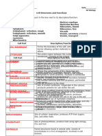 Cell Structures and Functions Review ANSWER KEY