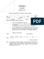 Complaint Before The Lokayukta - Upa-Lokayukta For Andhra Pradesh - (Form II)