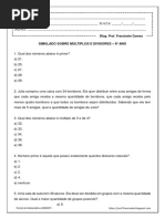 Simulado Sobre Múltiplos e Divisores - 6º Ano