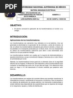 Tarea 2 - APLICACIÓN DE LOS TRANSFORMADORES EN FUNCIÓN DE SU ARREGLO