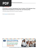 Comparison Analysis Operastional Cost of Vehicle (VOC) Between Kayu Agung-Palembang-Betung Toll Road Plan With Existing Road