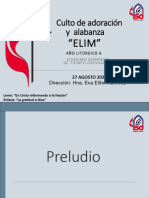 Culto de Adoración y Alabanza 27 Agosto 2023