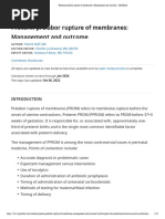 Preterm Prelabor Rupture of Membranes - Management and Outcome - UpToDate