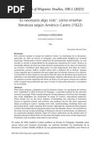 Santiago López-Ríos. Es Necesario Algo Más. Cómo Enseñar Literatura Según Américo Castro. Bulletin of Hispanic Studies, 100.1 (2023), Pp. 47-60.